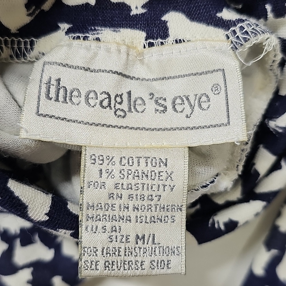 Vintage The Eagles Eye Farm Animal Print Turtleneck, Navy White, Size M/L - Picture 6 of 8